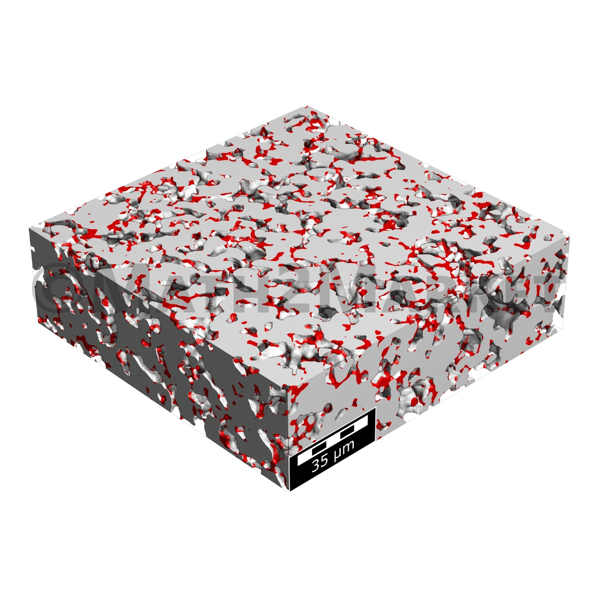 Statistical digital twin of a synthetic graphite anode, modeled based on 3D-NanoCT scans for the 'structur.e' research project on fast-charging capabilities of batteries.