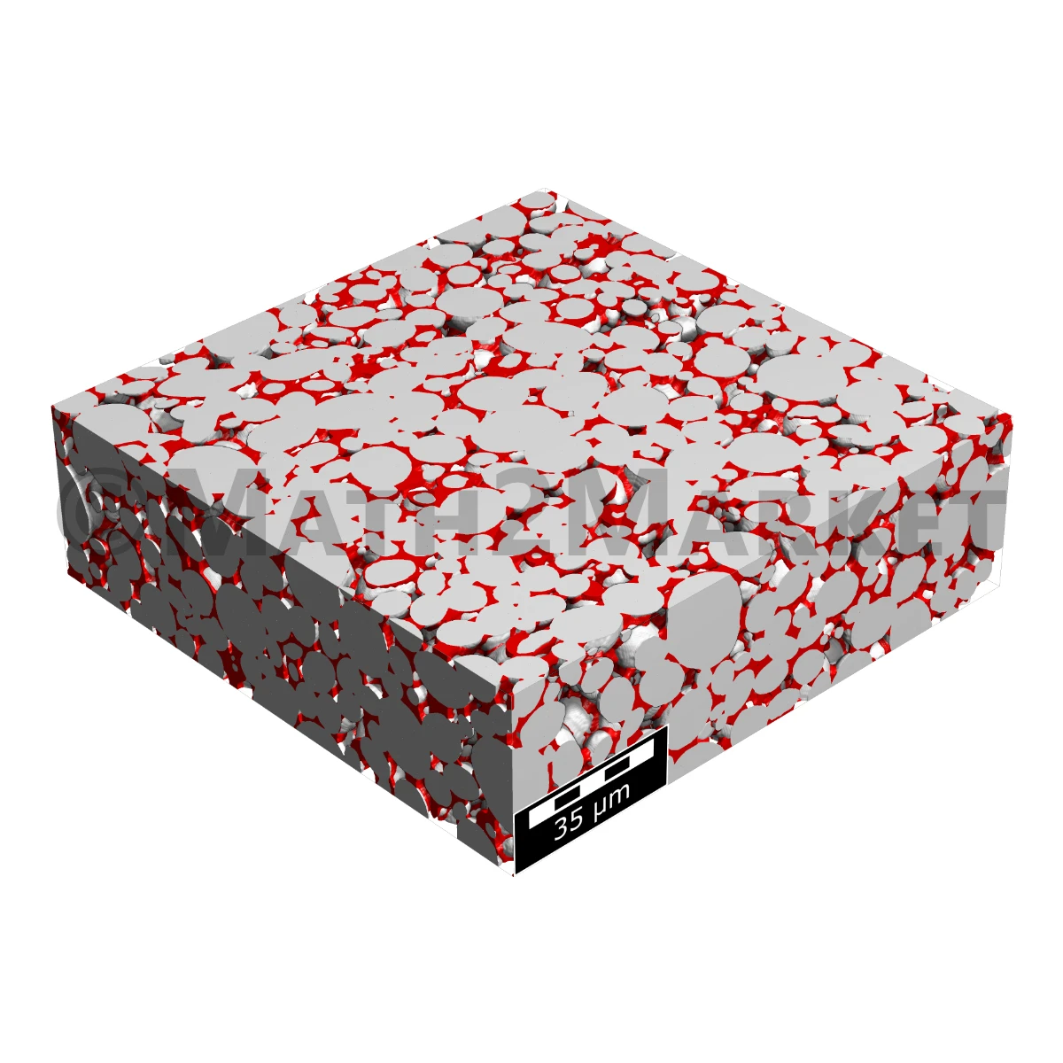 Statistical digital twin of a synthetic NMC622 cathode, modeled based on 3D-NanoCT scans for the 'structur.e' research project on battery improvement.