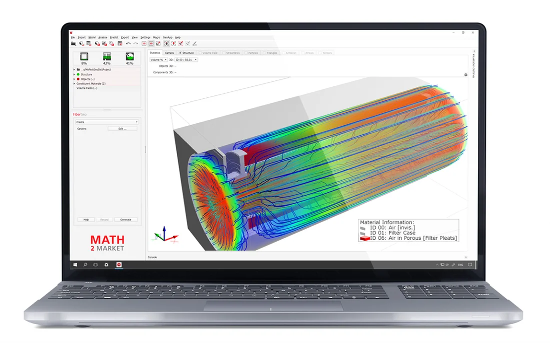 Flow simulation through a filter element