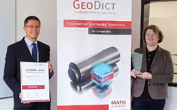 Andreas Wiegmann Ph.D. (CEO) und Dr.-Ing. Martina Hümbert (Business Manager Material R & D) nahmen den Preis entgegen.