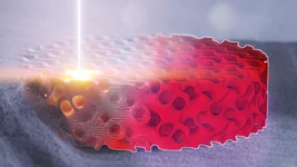 GeoDict in Additive Manufacturing: A laser-processed gyroid structure from metal powder, overlaid with a GeoDict model, for predicting material properties
