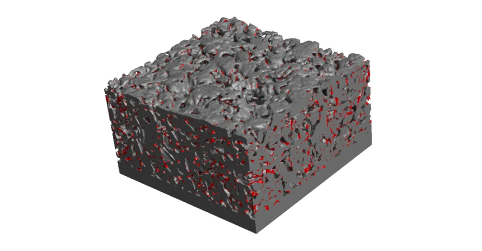 Graphite anode with identified binder (red)