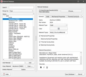 GeoDict Material Database makes specifying materials easy. It already contains predefined standard materials with their material constituents and their physical properties needed for cfd simulation.