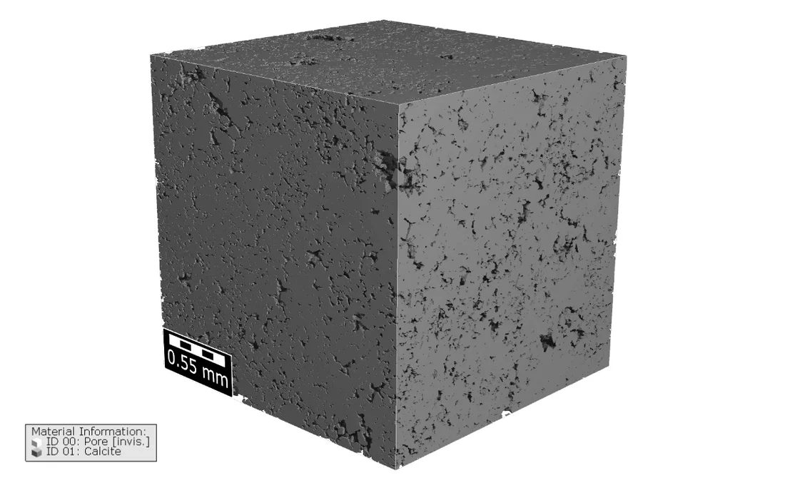 Grossmont carbonate, with pore and calcite