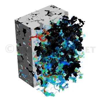 Visualization of flow velocities based on the calculation of the relative permeability of a Berea sandstone