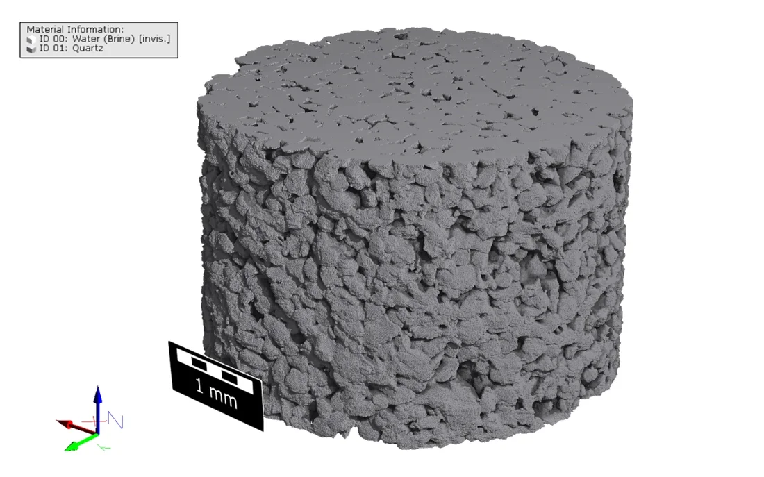 [Translate to English:] Digitale Gildehauser-Sandsteinprobe (4,4 µm, 900 x 900 x 566), die in dieser Fallstudie verwendet wurde.